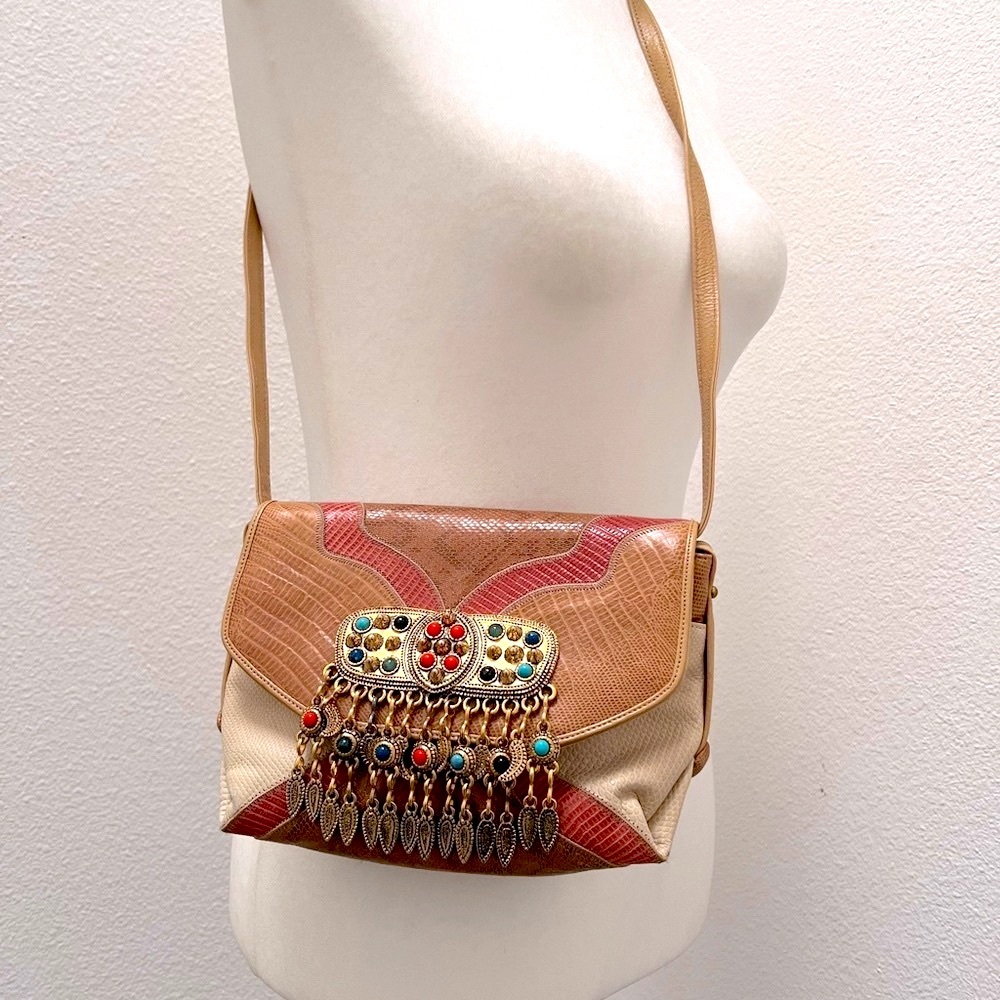 Vintage Sharif Tan and Brown Crossbody Bag